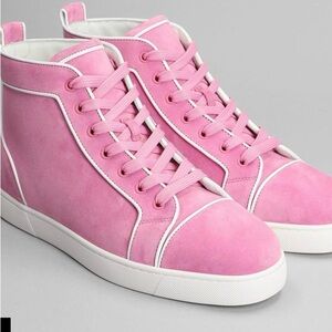 Pink suede louboutin sneakers unisex nwt